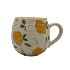 Indaba Lemon Ceramic Mug Cream Yellow Mediterranean Stoneware Summer Aesthetic
